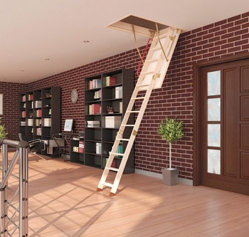 Складные лестницы на чердак и второй этаж – фото идеи
