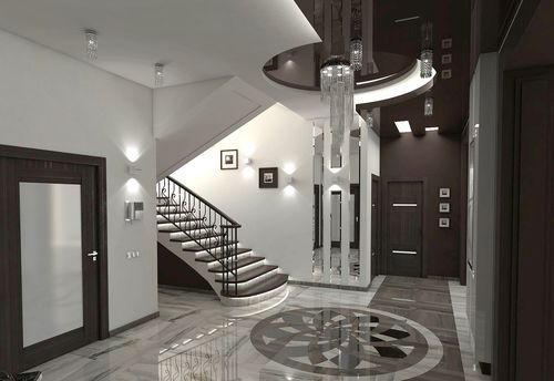 Чёрно белый дизайн лестницы для дома
